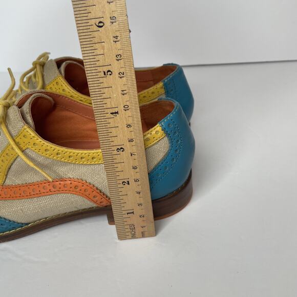 COLE HAAN Women's Wingtip Oxford Lace up Turquoise Orange Yellow D37780 7 -1/2 B - Picture 16 of 16